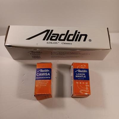 Aladdin Lox- on Chimney oil lantern shade with two Aladin Loxon Mantles