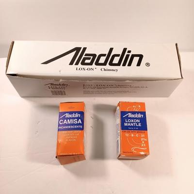 Aladdin Lox- on Chimney oil lantern shade with two Aladin Loxon Mantles