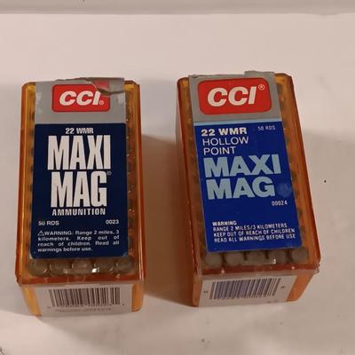 Two CCI 22WMR Maxi Mag Ammunition 50 rounds 22 hollow point