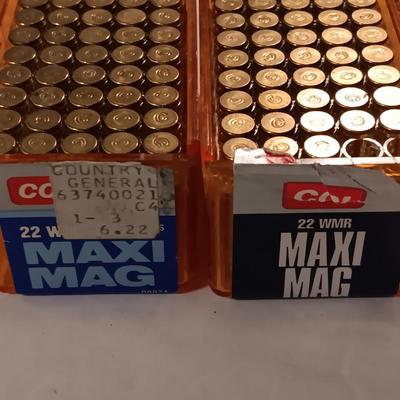 Two CCI 22WMR Maxi Mag Ammunition 50 rounds 22 hollow point