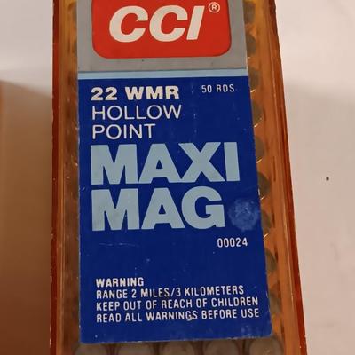 Two CCI 22WMR Maxi Mag Ammunition 50 rounds 22 hollow point