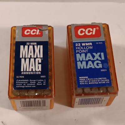 Two CCI 22WMR Maxi Mag Ammunition 50 rounds 22 hollow point