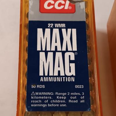 Two CCI 22WMR Maxi Mag Ammunition 50 rounds 22 hollow point