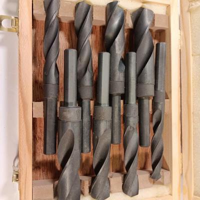 8-piece Silver and Deming Drill bit set in wooden box