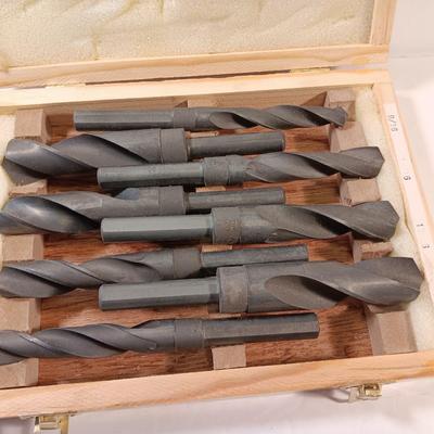 8-piece Silver and Deming Drill bit set in wooden box