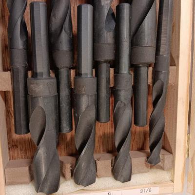 8-piece Silver and Deming Drill bit set in wooden box