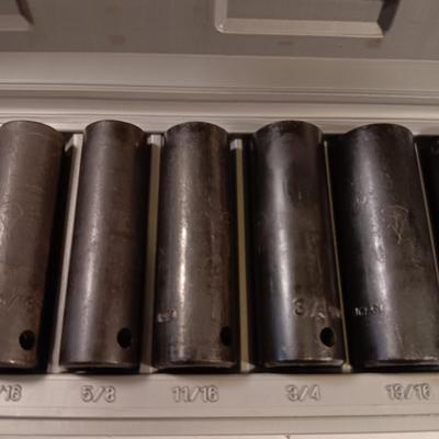 Deep socket set in molded organizing box