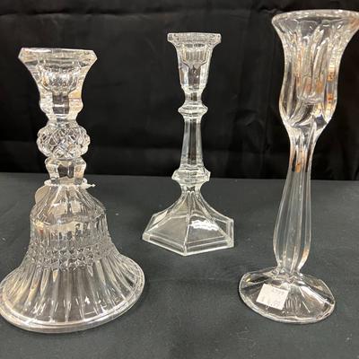 3 CRYSTAL CANDLE HOLDERS