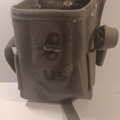Military issued Vintage US military surplus cotton canvas belt pouch, tactical gear tool bag