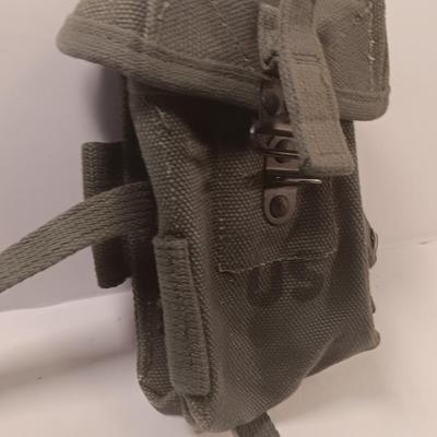 Military issued Vintage US military surplus cotton canvas belt pouch, tactical gear tool bag