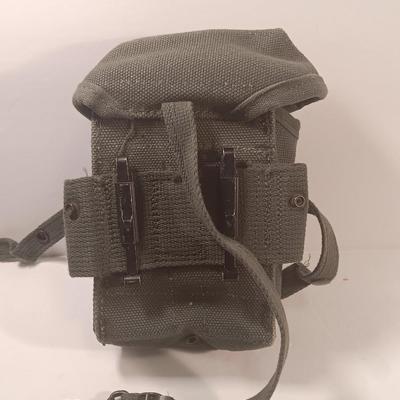 Military issued Vintage US military surplus cotton canvas belt pouch, tactical gear tool bag