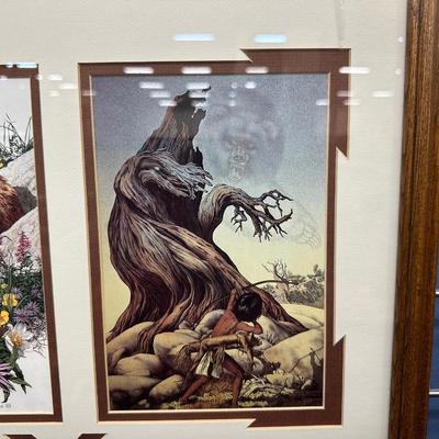 BEV DOOLITTLE DUAL PRINT PICTURE - BUGGED BEAR & THE GRIZZLY TREE