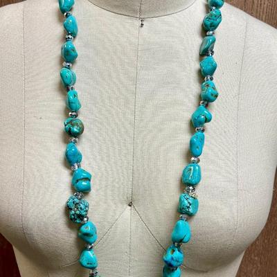 Irregular Turquoise Polished Stone Necklace