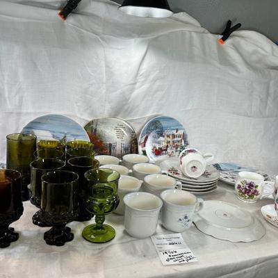 Franciscan drinking glasses, coffee cups, desert plates