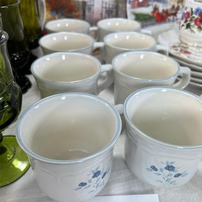 Franciscan drinking glasses, coffee cups, desert plates