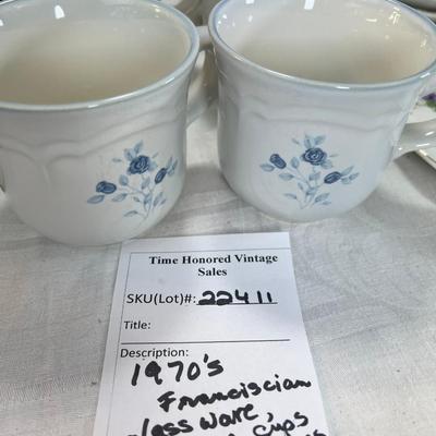 Franciscan drinking glasses, coffee cups, desert plates