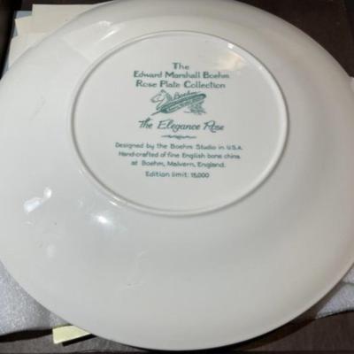 The Elegance Rose Plate by Boehm China Co. in VG Preowned Condition.