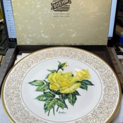 The Elegance Rose Plate by Boehm China Co. in VG Preowned Condition.