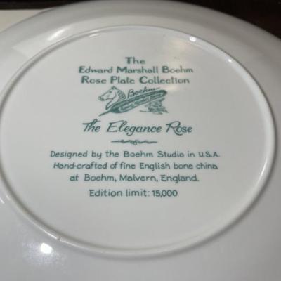 The Elegance Rose Plate by Boehm China Co. in VG Preowned Condition.