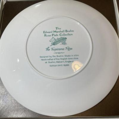 The Tropicana Rose Plate by Boehm China Co. in VG Preowned Condition.