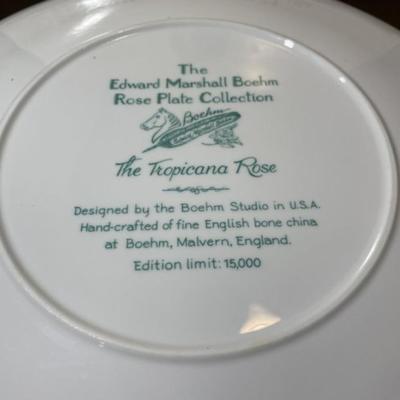 The Tropicana Rose Plate by Boehm China Co. in VG Preowned Condition.