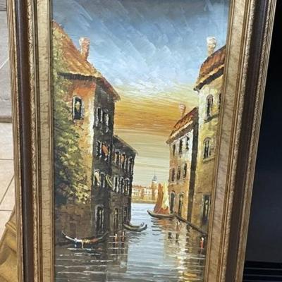 Mid-Century European Oil/Acrylic on Canvas 29.5" x 19.5" in VG Preowned Condition from an Estate.