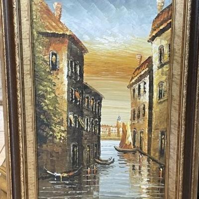 Mid-Century European Oil/Acrylic on Canvas 29.5" x 19.5" in VG Preowned Condition from an Estate.