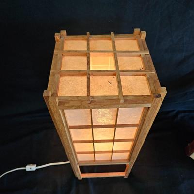Wood and Rice Paper Lamp and Votive Light (LR-DW)