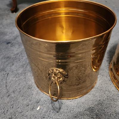 3 Quality Made Brass Waste Cans 2 with loin heads