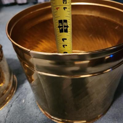 3 Quality Made Brass Waste Cans 2 with loin heads