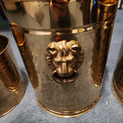 3 Quality Made Brass Waste Cans 2 with loin heads