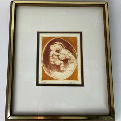  PETER BARGER UNTITLED ETCHING MOTHER & CHILD S/N 