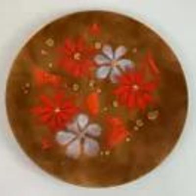 mcm abstract floral ENAMEL ON COPPER ART WALL PLATE 12