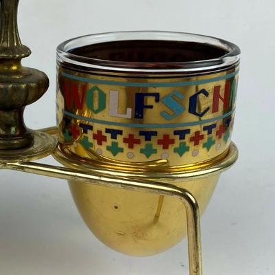 vintage WOLFSCHMIDT VODKA PROMOTIONAL CHARKA GLASS CUPS & RACK 