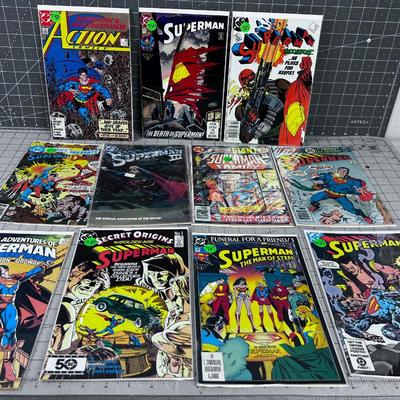 Large Lot of SUPERMAN Comics (11) Sleeved