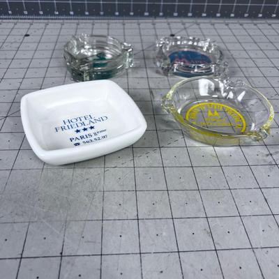 Grouping of Glass VINTAGE Ashtrays - 4 Total