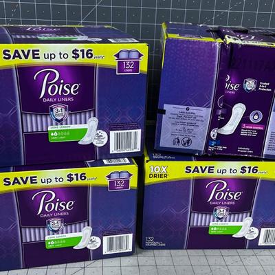 POISES 132 Count, Daily Liners, NEW 4 Boxes 