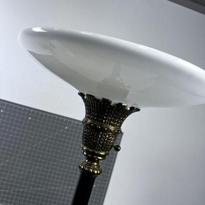 Brass Torchier Lamp, with Milk Shade 