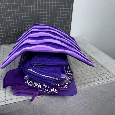 Oven Mits, Towels, Hot Pads-In the Purple Tones