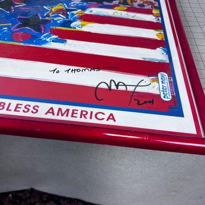 GOD BLESS America POSTER Signed by Peter Max the Commerical Artist