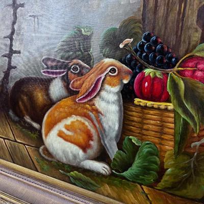 Oil on Canvas, Rabbits, Beautifully framed by OCHOA 