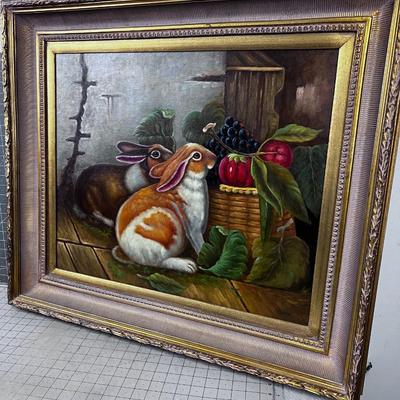 Oil on Canvas, Rabbits, Beautifully framed by OCHOA 