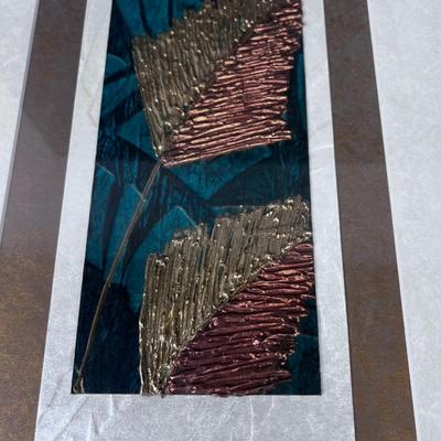 Pair of Vintage Framed Modern John Butler Signed, "Copper Leaf" Tone ABSTRACTS 