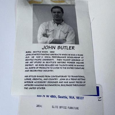 Pair of Vintage Framed Modern John Butler Signed, "Copper Leaf" Tone ABSTRACTS 