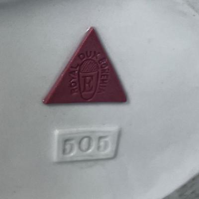 ART NOUVEAU Royal Dux Vase Fairy-Nymph with Flowers, Pink Triangles 