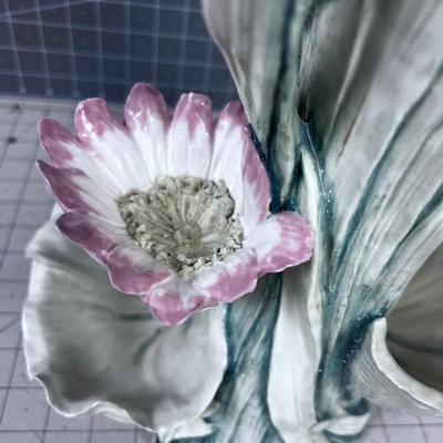 ART NOUVEAU Royal Dux Vase Fairy-Nymph with Flowers, Pink Triangles 