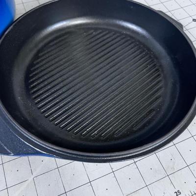 Made in France, BLUE Cast Iron Enamel Dutch Oven 2-piece