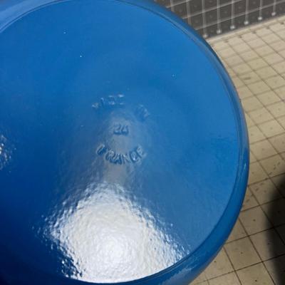 Made in France, BLUE Cast Iron Enamel Dutch Oven 2-piece