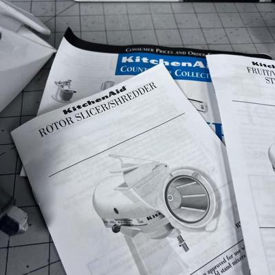 Kitchen Aid; 3 Attachments for Stand; Food Grinder, Strainer and a Food Slicer Shredder 