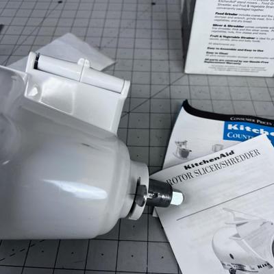 Kitchen Aid; 3 Attachments for Stand; Food Grinder, Strainer and a Food Slicer Shredder 